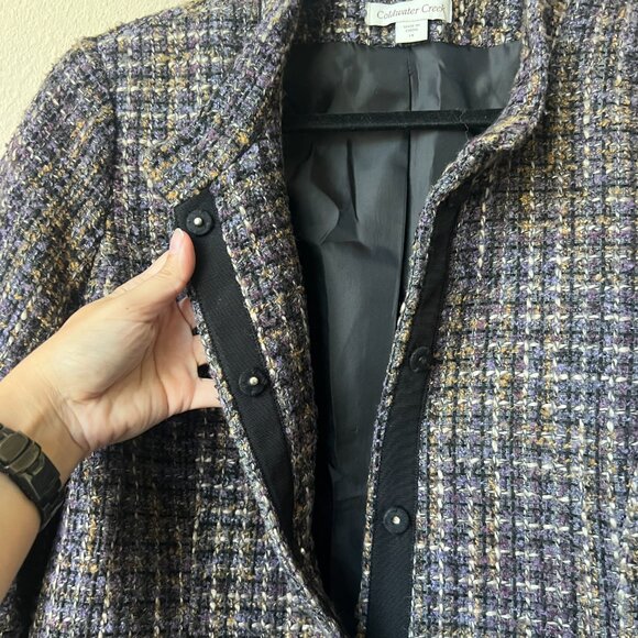 Coldwater Creek Multicolor Collarless Tweed Jacket Size 14 - Picture 3 of 7